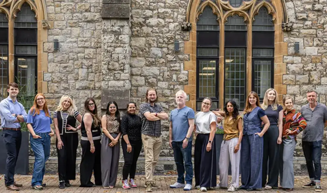 The Estates Gazette team outside their new home, Mark Allen Group's London head office. Photograph: Jamie Hodgskin.